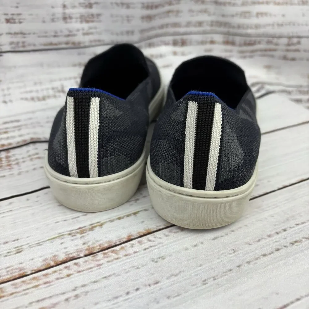 Rothys The Original Slip On Sneaker Womens Size 7 Gray Black Camo Knit‎ Shoes